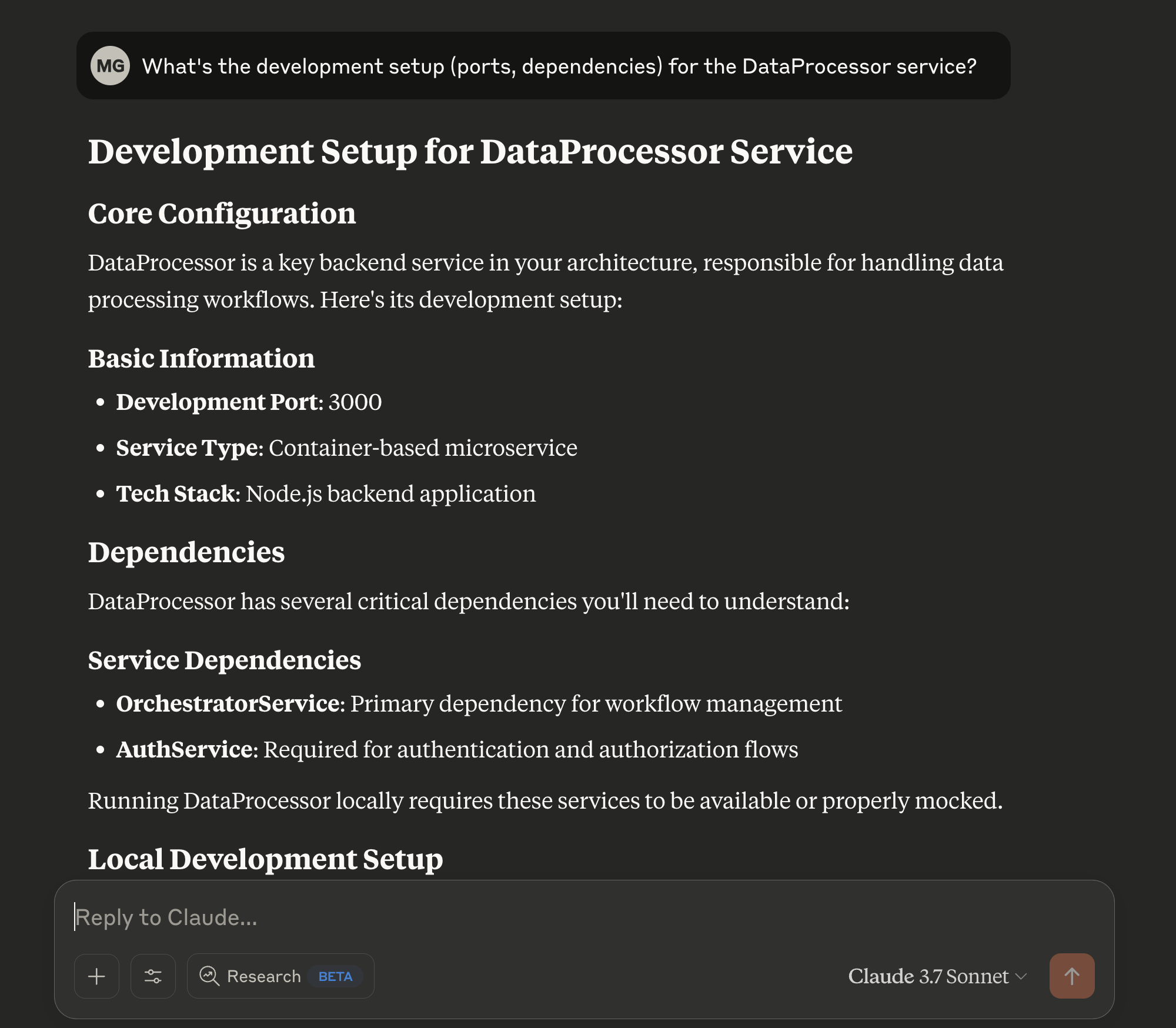 Getting instructions for new service setup
