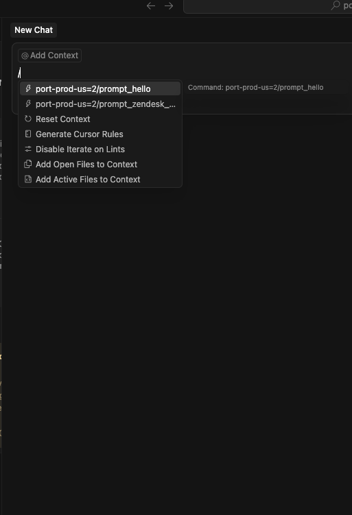 Prompt list in Cursor