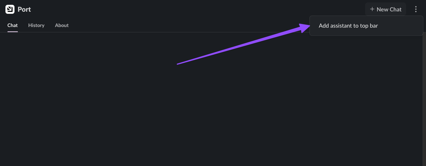 Adding Port to Slack top bar